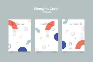 Abstract memphis 90's pattern cover set vector