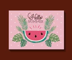 Hello summer and vacation frame design vector