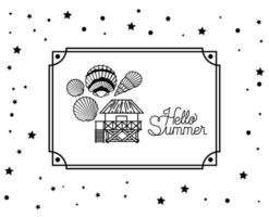 Hello summer design inside frame vector