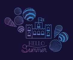 Hello summer design with shells vector