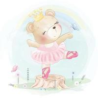 Cute bear ballerina illustration vector