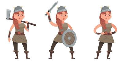 vikingo en diferentes poses. vector