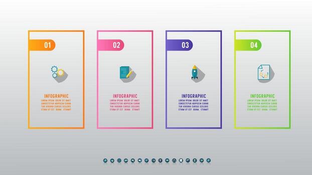Modern infographic template with 4 steps for used for workflow layout. vector