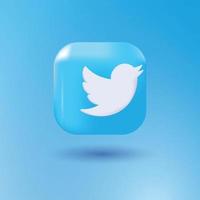 Twitter 3d icon vector