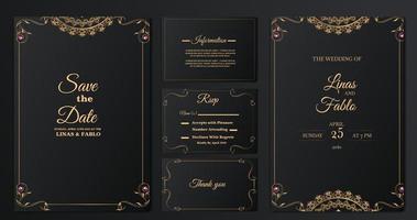 colección de diseños de plantillas de tarjetas de invitación de boda de lujo