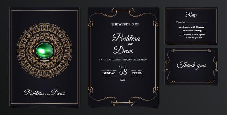 elegant wedding invitation cards set