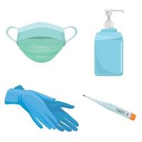 Virus prevention medical kit set vector