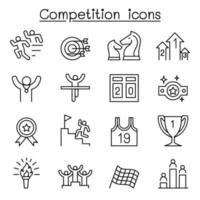 Competition icon set in thin line style vector