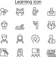 Learning and Reading icon set in thin line style vector
