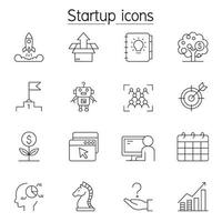 Startup icons set in thin line style vector