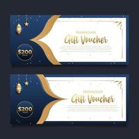 Ramadan gift voucher with golden style vector