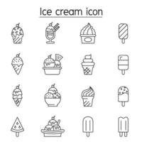 Ice cream icon set in thin line style vector
