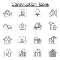 Construction icon set in thin line style vector