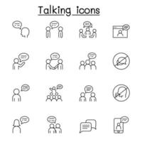 Talk, speech, discussion, dialog icon set in thin line style vector