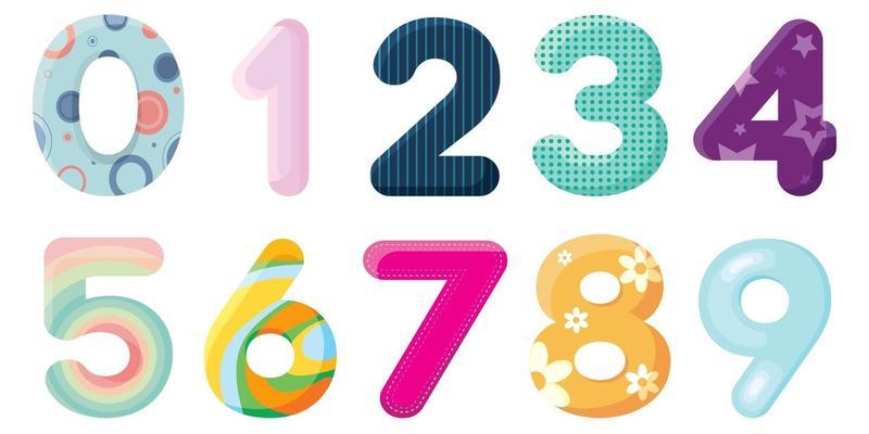 Set of multicolored numbers for any combination.