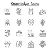 Knowledge, wisdom, creativity, idea icon set in thin line style vector