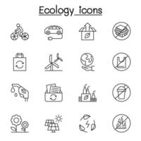 Ecology icon set in thin line style vector