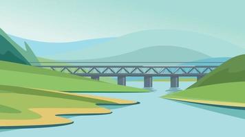 Bridge over the river vector