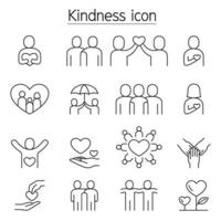 Kindness, Charity, Donation icons set in thin line style vector