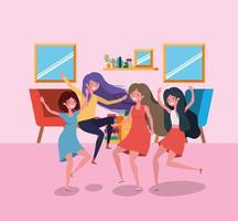 Girls friendship cartoon design vector