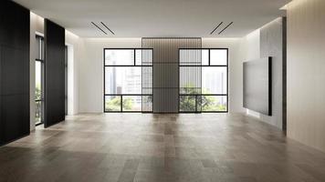 Interior of an empty modern living room in 3D rendering