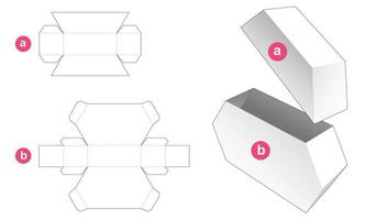 Tin hexagonal box and lid die cut template vector