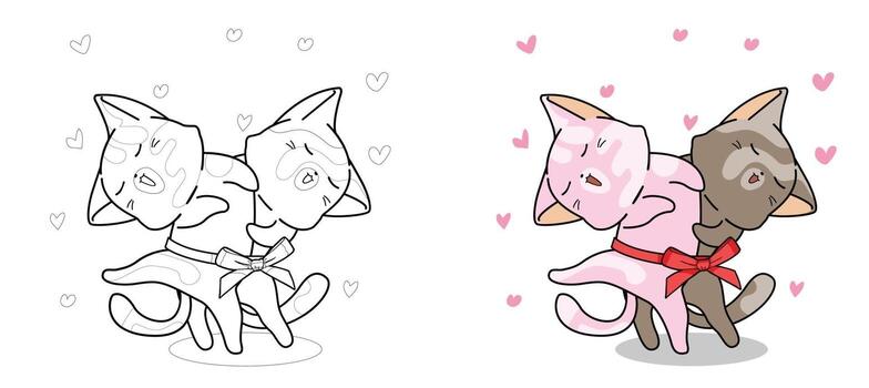 Cute cats are dancing cartoon coloring page for kids 2068164 ...