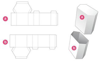 Tall hexagonal box and lid die cut template vector