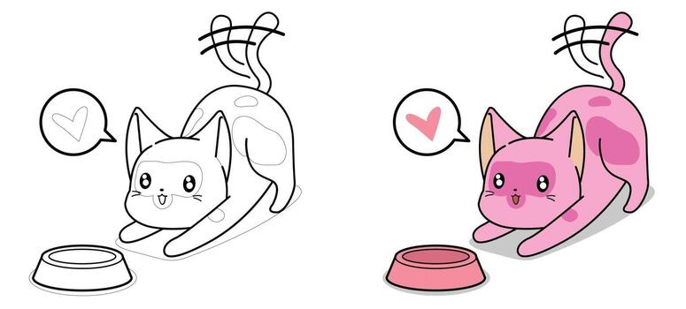 Kawaii bear and cats in the gift box, cartoon coloring page ...