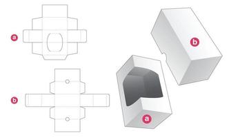 inserto rectangular con plantilla troquelada de ventana y tapa vector