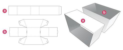 Trapezoid bowl with cover die cut template vector