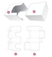 Rectangular box with U shaped cover die cut template vector