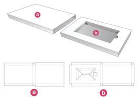 Rectangular insert with cover die cut template vector