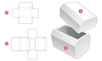 Octagonal box and lid die cut template vector