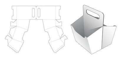 caja de doble botana con asa plantilla troquelada vector