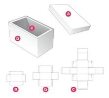 caja rectangular con tapa y plantilla troquelada de soporte vector