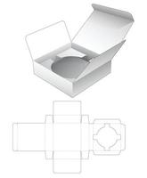 Caja rectangular de hojalata con plantilla troquelada circular partidario vector