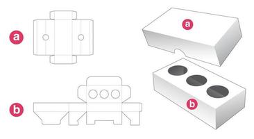 caja de inserción con tapa plantilla troquelada vector