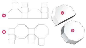 Octagonal box with lid die cut template vector