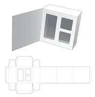 Cardboard flip box with hidden inaert supporter die cut template vector