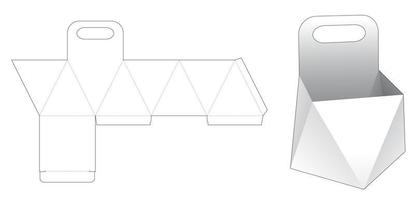 Cardboard prism with handle die cut template vector