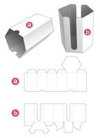 Tall hexagonal shaped box with tall hexagonal shaped lid die cut template vector