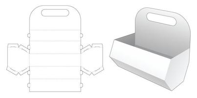 Handle snack hexagonal container die cut template vector