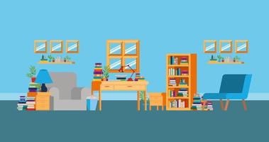 Home study room with books design vector