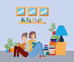 Home study room with books design vector