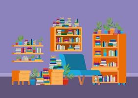 Home study room with books design vector