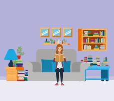 Home study room with books design vector