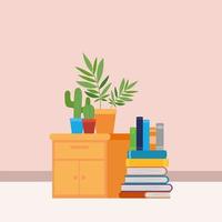 Home study room with books design vector