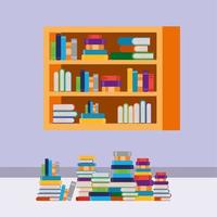 Home study room with books design vector