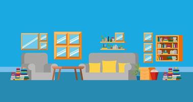 Home study room with books design vector